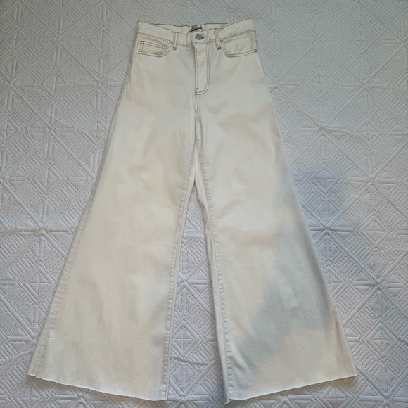 Frame Le Palazzo Crop High Rise Wide Leg Size 26 In Au Natural Clean - Picture 3 of 14